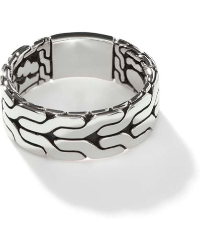 John Hardy Carved Chain Band Ring In Sterling Silver - White