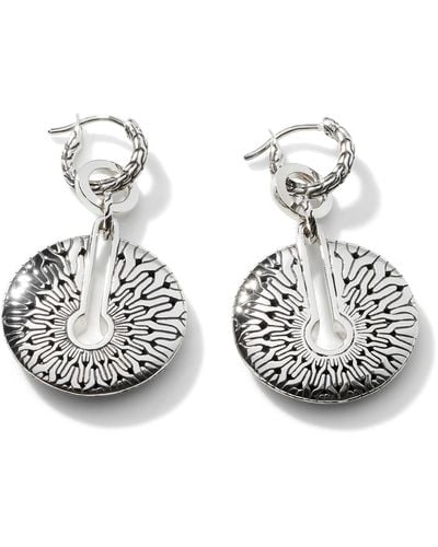 John Hardy Carved Chain Convertible Drop Earrings In Sterling Silver - Metallic