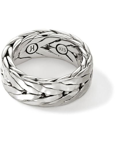 John Hardy Hammered Ring In Sterling Silver - White