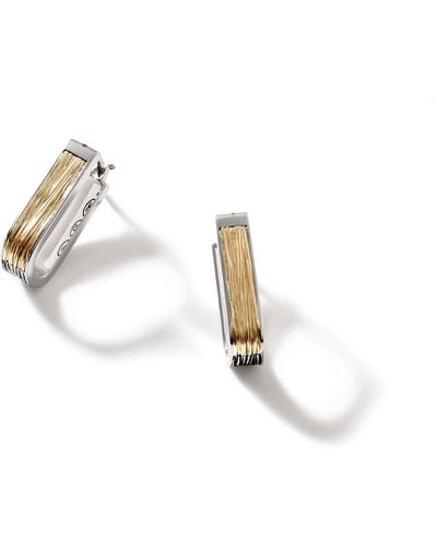John Hardy Bamboo Striated Hoop Earring In Sterling Silver/18k Gold - Metallic