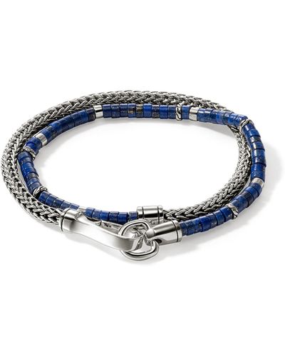 John Hardy Heishi Chain Wrap Bracelet In Sterling Silver, Large - Blue