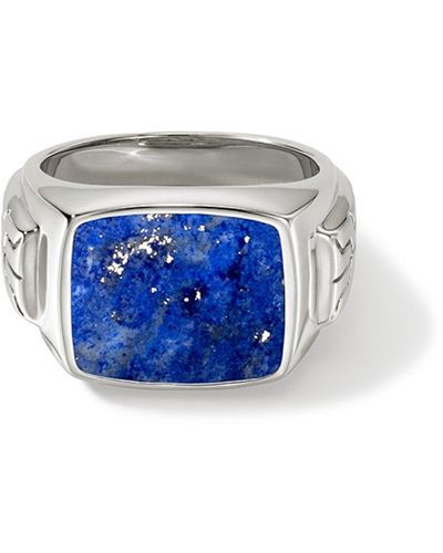 John Hardy Signet Ring In Sterling Silver - Blue