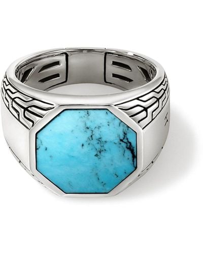 John Hardy Signet Ring In Sterling Silver - Blue
