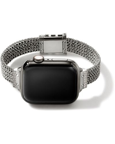John Hardy Smart Watch Strap, 12mm In Sterling Silver, Medium - Black