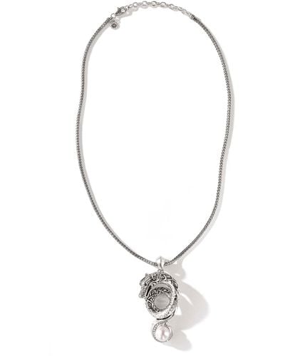 John Hardy Legends Naga Pavé Pearl Pendant Necklace In Sterling Silver - Metallic