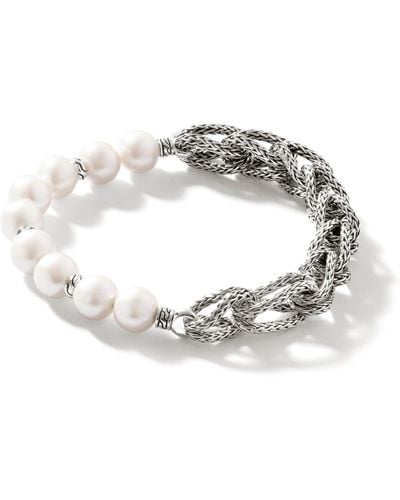 John Hardy Asli Link Chain Pearl Bracelet In Sterling Silver - Metallic