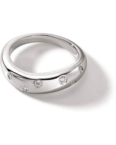 John Hardy Surf 5.5mm Diamond Band Ring In Sterling Silver - Metallic