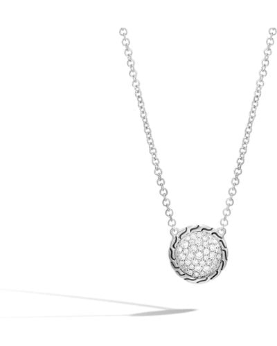John Hardy Carved Chain Pavé Pendant Necklace In Sterling Silver - Metallic