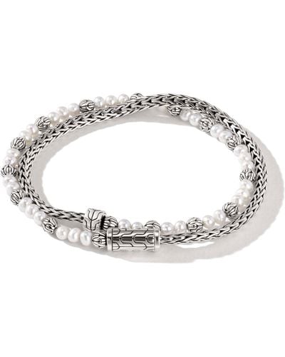 John Hardy Pearl Wrap Bracelet In Sterling Silver - Metallic