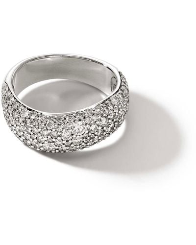 John Hardy Surf 8mm Pavé Band Ring In Sterling Silver - White