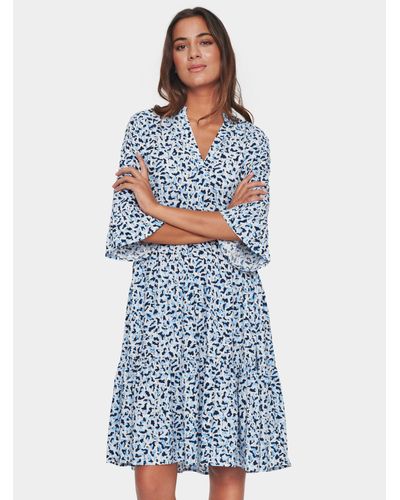 Saint Tropez Eda Leopard Print Knee Length Half Sleeve Dress - Blue