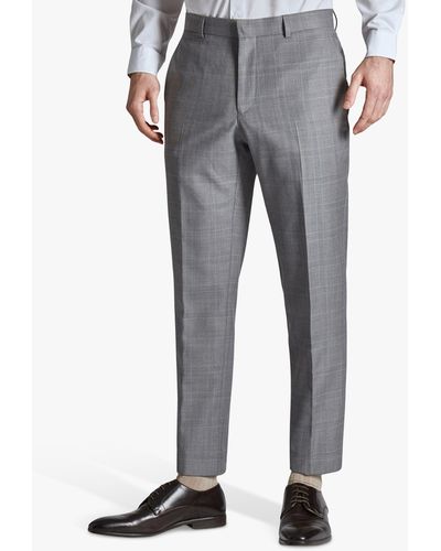 Ted Baker Soft Check Slim Fit Wool Blend Trousers - Grey