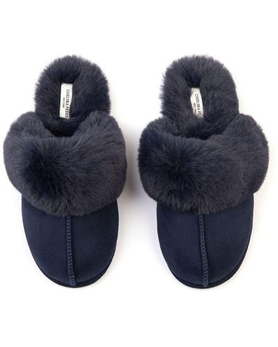 Chelsea Peers Suedette Cuffed Dome Slippers - Blue
