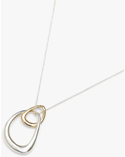 Simply Silver Two Tone Pendant Necklace - Natural