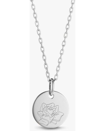 Merci Maman Personalised Birth Flower Pendant Necklace - Metallic