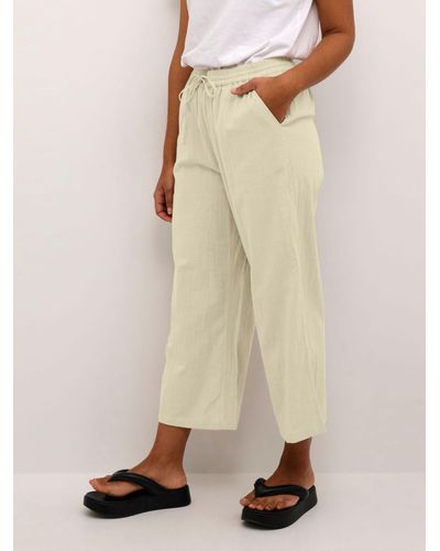 Kaffe Emily Wide Leg Culotte Trousers - Natural