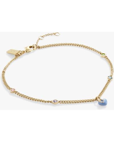 COACH Scatter Stones & Heart Chain Anklet - Natural