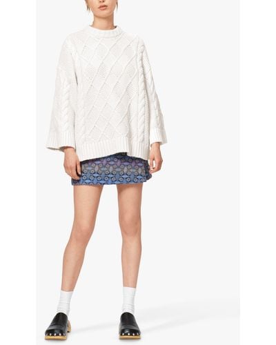 Nué Notes Charlie Oversized Wool Blend Cable Knit Jumper - White