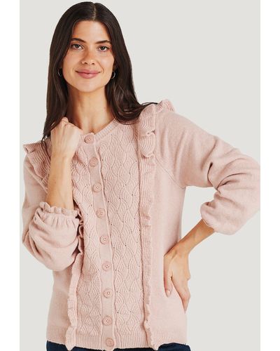 Thought Aguilar Fluffy Cardigan - Pink