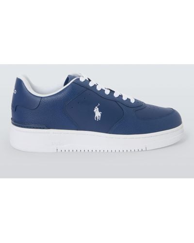 Ralph Lauren Masters Court Leather Trainers - Blue