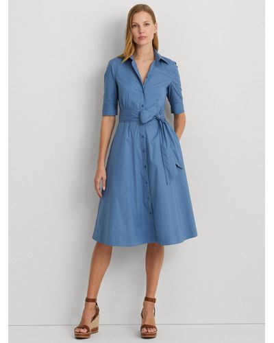 Ralph Lauren Lauren Finnbarr Short Sleeve Shirt Dress - Blue