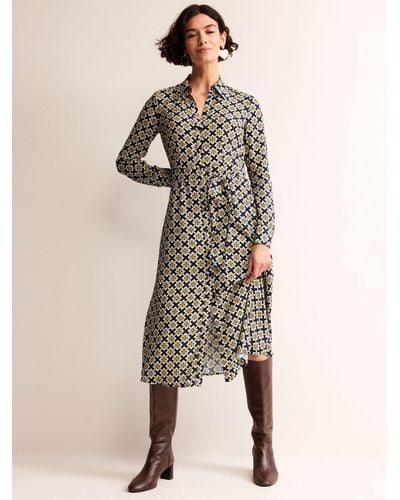 Boden Kate Geometric Midi Shirt Dress - Natural