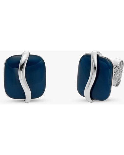 Skagen Wave Glass Stud Earrings - Blue