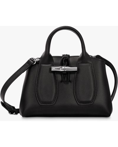 Longchamp Le Roseau Small Leather Crossbody Bag - Black