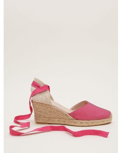 Phase Eight Suede Ankle Tie Espadrilles - Pink