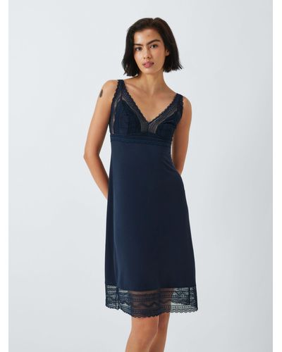 John Lewis Willow Lace Chemise - Blue