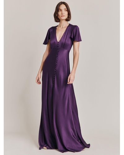 Ghost Delphine Bias Cut Satin Maxi Dress - Purple