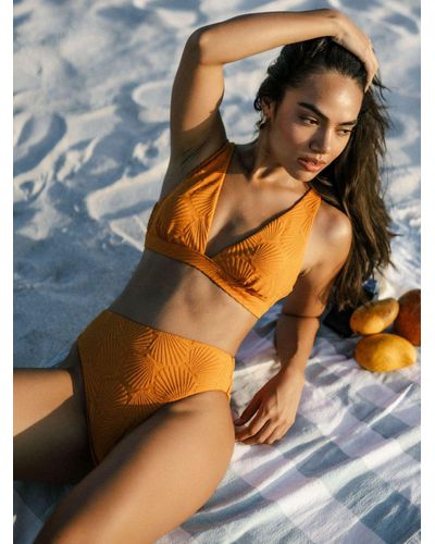 Chelsea Peers Jacquard Shell Reversible Triangle Bikini Top - Orange