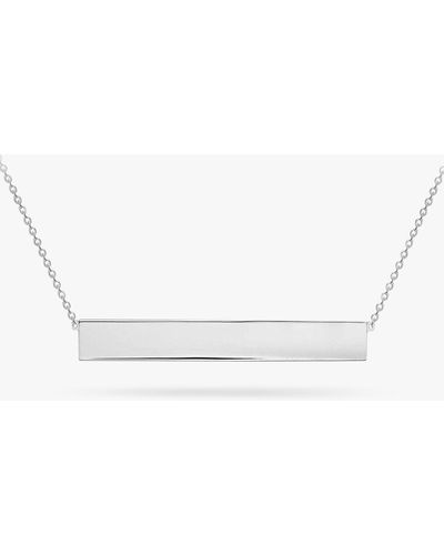Ib&b Personalised 9ct White Gold Horizontal Bar Pendant Necklace