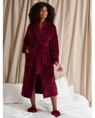 Pretty You London Quilted Velour Dressing Gown - Purple