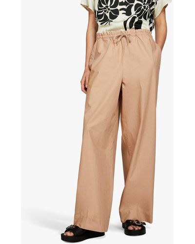 Sisley Cotton Poplin Flared Trousers - Natural