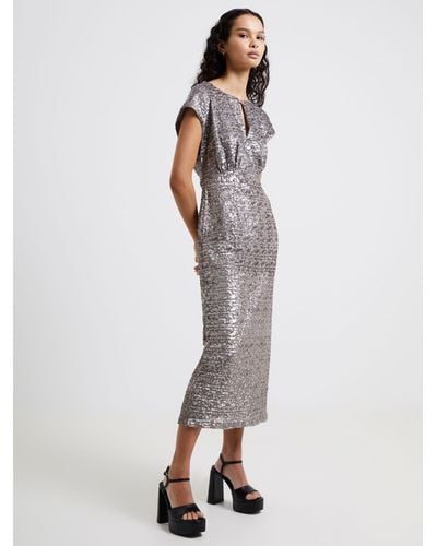 French Connection Adalynn Sequin Midi Dress - White