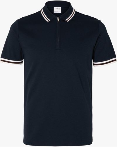 SELECTED Toulouse Short Sleeve Polo Shirt - Blue