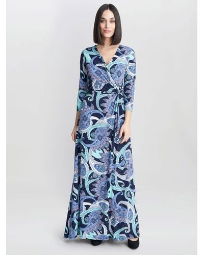 Gina Bacconi Danielle Jersey Wrap Maxi Dress - Blue