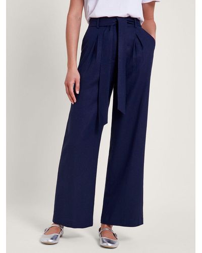 Monsoon Mabel Linen Blend Trousers - Blue