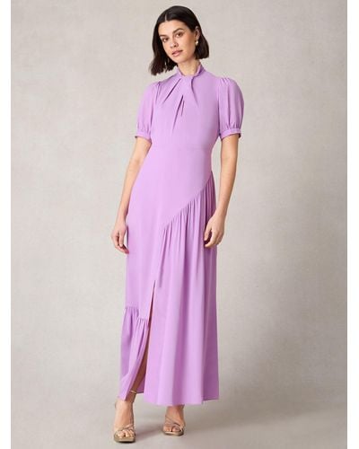 Ro&zo Petite Scarlett Twist Neck Dress - Purple