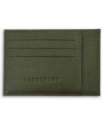 Longchamp Le Foulonné Leather Card Holder - Green