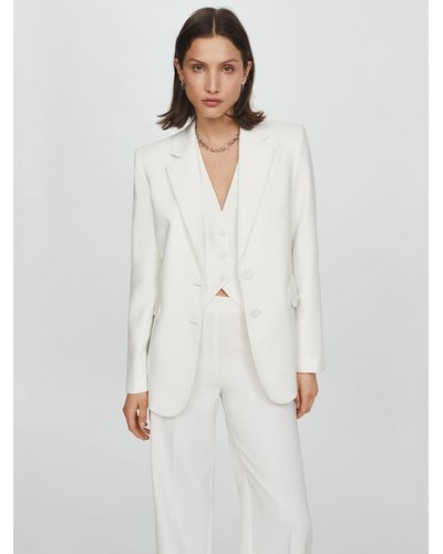 Mango Iguana Single Breasted Suit Blazer - White