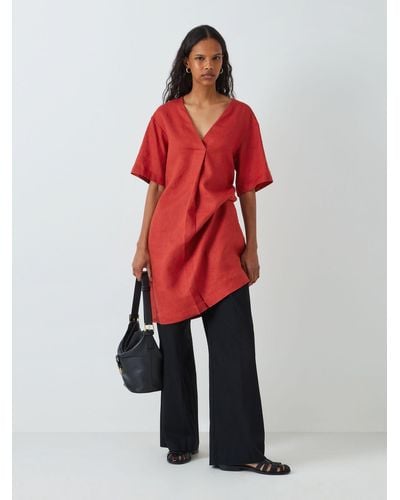 John Lewis Linen Tunic Dress - Red