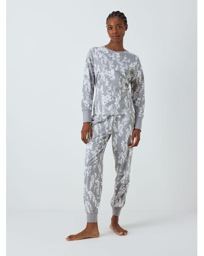 John Lewis Wisteria Jersey Pyjama Set - Grey