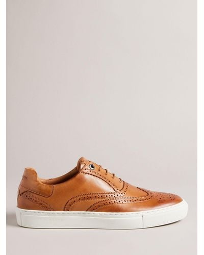 Ted Baker Dentton Leather Brogue Detail Trainers - Brown