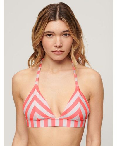 Superdry Stripe Triangle Bikini Top - Red
