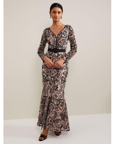 Phase Eight Nola Floral Embroidered Maxi Dress - Natural
