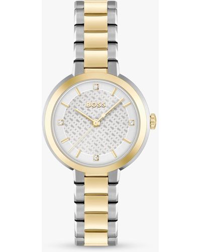 BOSS 1502761 Sena Monogram Dial Bracelet Strap Watch - Metallic