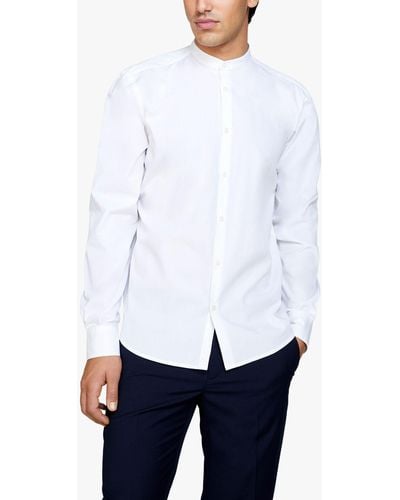 Sisley Mandarin Collar Slim Fit Shirt - White