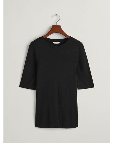 GANT Plain Slim Fit T-shirt - Black